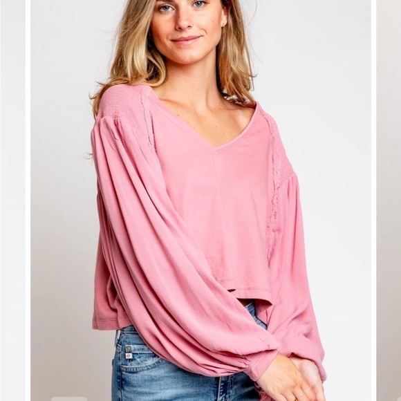 NWT Free People Kathy Tee in Blush. Size Large - Picture 1 of 10